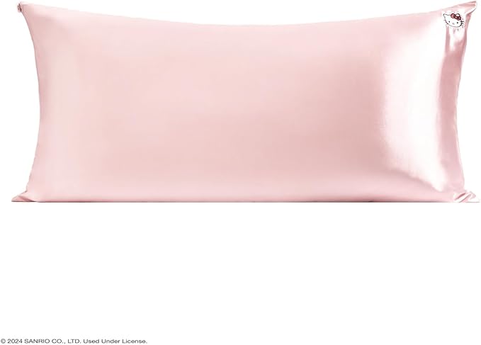 Kitsch x Hello Kitty (Pink Kitty Face) - Satin Pillowcase with Zipper for Hair and Skin, Softer Than Silk Pillow Case, Smooth Cooling Pillow Covers, Machine Washable, King Size (19x36)