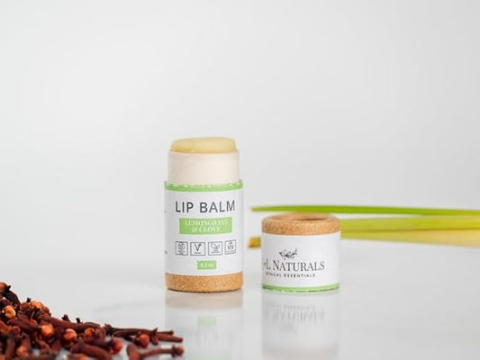 J&L Naturals Sustainable Lip Balm | Organic Ingredients, 100% Natural, Eco-Friendly | Cruelty Free, Vegan, Paraben Free, Silicone Free (Lemongrass & Clove, 5-Piece Bundle)