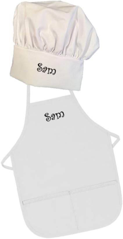 Personalized Embroidered Made In The USA - Add A Name Child Apron and Hat Set - Toddlers & Kids Sizes…