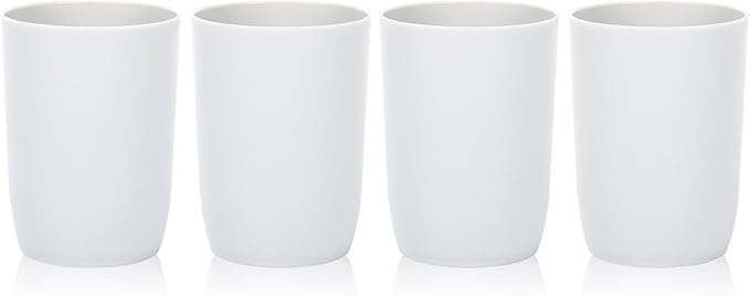 Topsky 4pcs Bathroom Tumbler Toothbrush Plastic Tumblers Water Tumbler Reusable Drinkware Mouthwash Cup, White