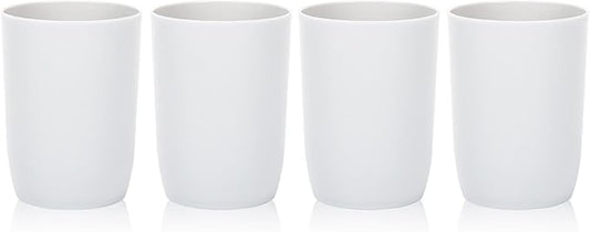 Topsky 4pcs Bathroom Tumbler Toothbrush Plastic Tumblers Water Tumbler Reusable Drinkware Mouthwash Cup, White