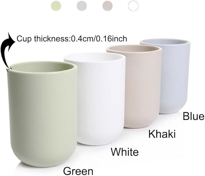 Simple Solid Color Toothbrush Cup PP mouthwash Cup Plastic Cup Toothbrush Holder Cup 2. (White & White)