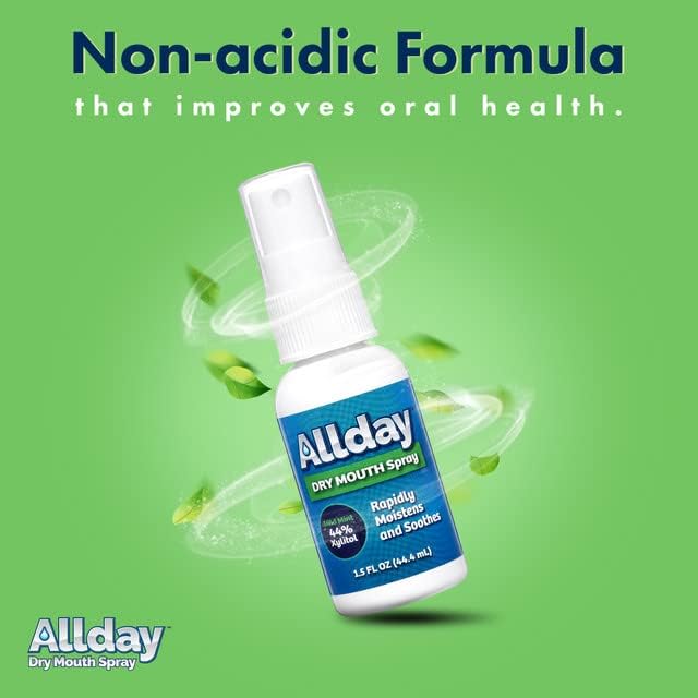 Allday Dry Mouth Spray - Maximum Strength Xylitol, Fast Acting, Long Lasting, Non-Acidic (Pack of 4)
