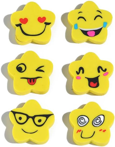 Kleeblatt Large Starfish Emoticon Erasers for Kids Bulk, 60 PCS Big Large Fun Desk Pets for Kids Classroom, Treasure Box Prizes,Party Favors for Kids Goodie Bags, Back to School Gifts for Students