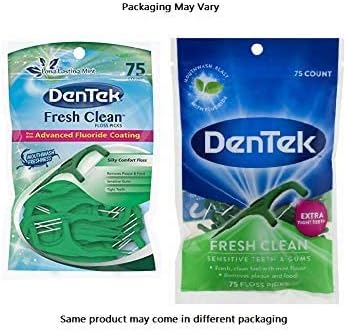 DenTek Fresh Clean Floss Picks, for Extra Tight Teeth, 75 Count, (Pack of 2)