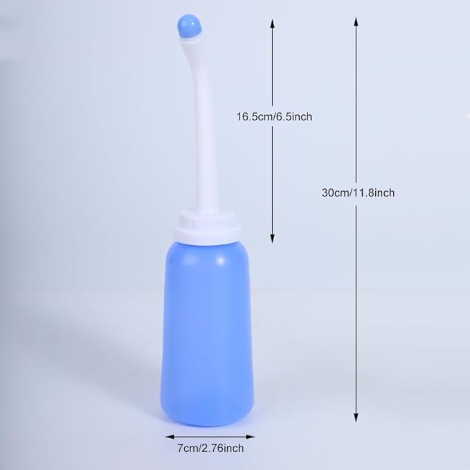 Handheld Personal Bidet Bottle, Bottle for Gentle Postpartum Care and Cleansing, Feminine Care， Personal Perineum Cleansing, 350Ml Portable Travel Bidet（Blue）, Resistant to 100ºC, Bonus Bag