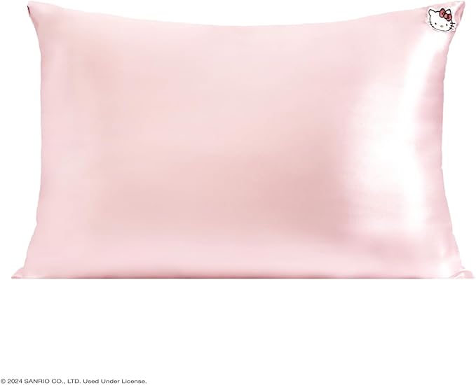 Kitsch x Hello Kitty Satin Pillowcase with Zipper for Hair Skin, Softer Than Silk Pillow Cases, Wrinkle-Free, Cooling Satin Pillow Covers, Solid Pink Kitty Face, Standard Size (19x26)