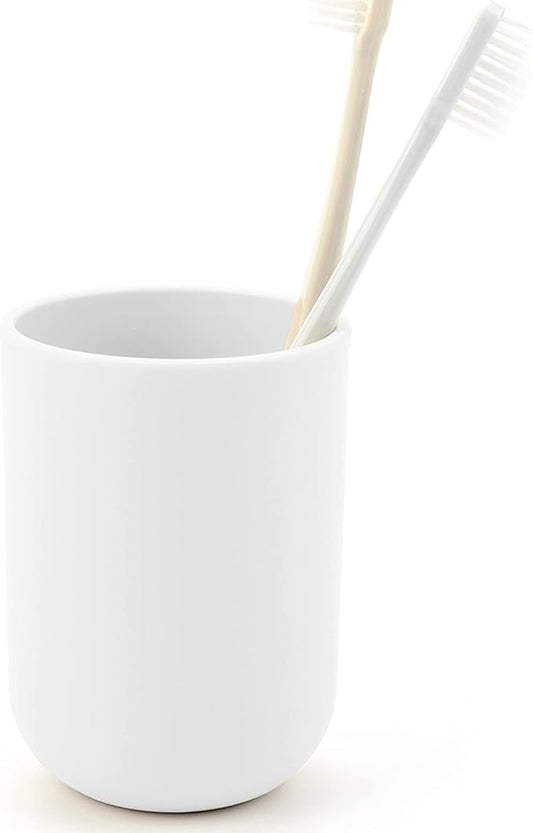 ENTERLIFE-Toothbrush-Holder-Cup,Bathroom-Cup,Tooth-Brushing-Tumbler-Drinking-Teeth-Cup,Toothpaste-Countertop-Organizer,Rinse-Cup,Plastic 350ml (White)