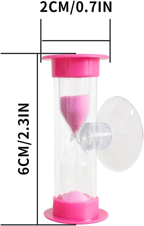 2 Minute Hourglass Sand Timer with Suction Cup，Mini Plastic Sand Clock Timer for Reminde Kids Brushing Time
