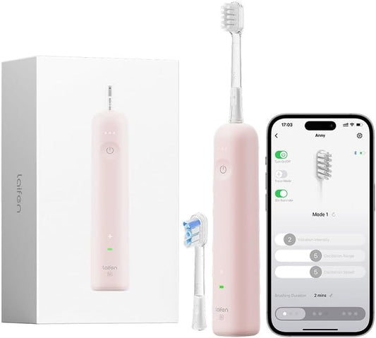 Laifen Wave Special Electric Toothbrush, New 2025 Version Oscillation & Vibration Sonic Electric Toothbrush for Adults with App, 2 Brush Heads, IP68 Waterproof Travel Powered Toothbrush (Matte Pink)