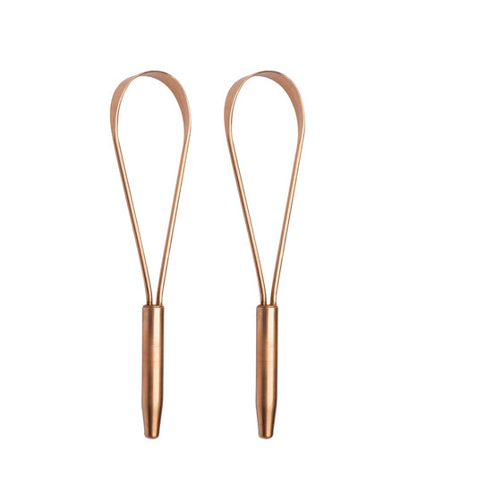 HealthAndYoga™ qLoop Copper Tongue Cleaner - Easy One Hand Use - Larger Surface Coverage - Ayurvedic Copper Health for Fresh Breath and Total Oral Hygiene (Set of 2)