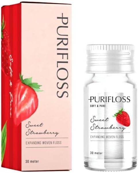 Premium Expanding Woven Dental Floss, PTFE & PFAS Free, Sweet Strawberry, Eco-Friendly, Vegan, Cruelty-Free, Dentist Recommended, Teen & Kid Friendly (33 Yards)