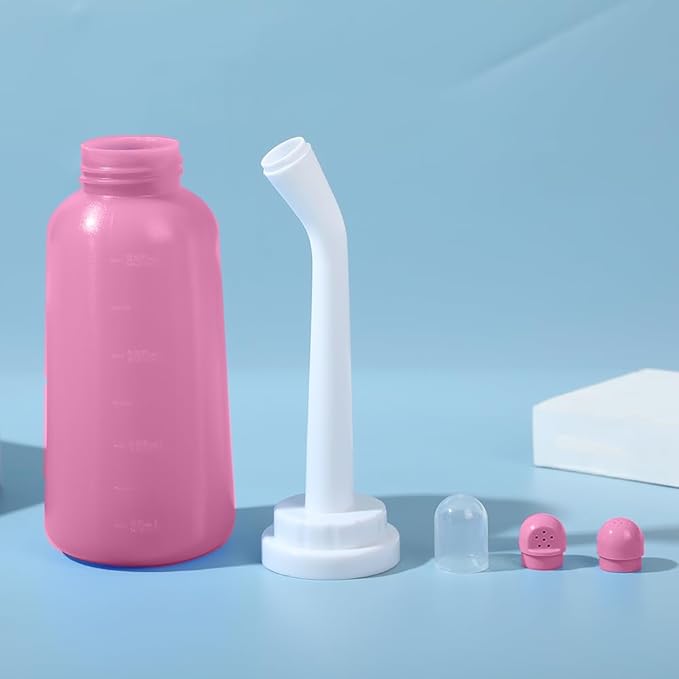 Handheld Personal Bidet Bottle, Bottle for Gentle Postpartum Care and Cleansing, Feminine Care， Personal Perineum Cleansing, 350Ml Portable Travel Bidet（Pink）, Resistant to 100ºC, Bonus Bag