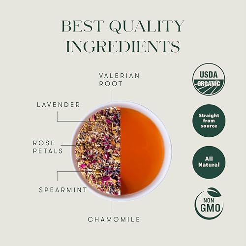 Luxmi Estates Valerian Dream Organic Valerian Root Tea (25 Tea Bags) Caffeine Free Tea Bags For Sleep, Relaxing, Calming, and Stress Relief, With Certified Organic Valerian Root Tea