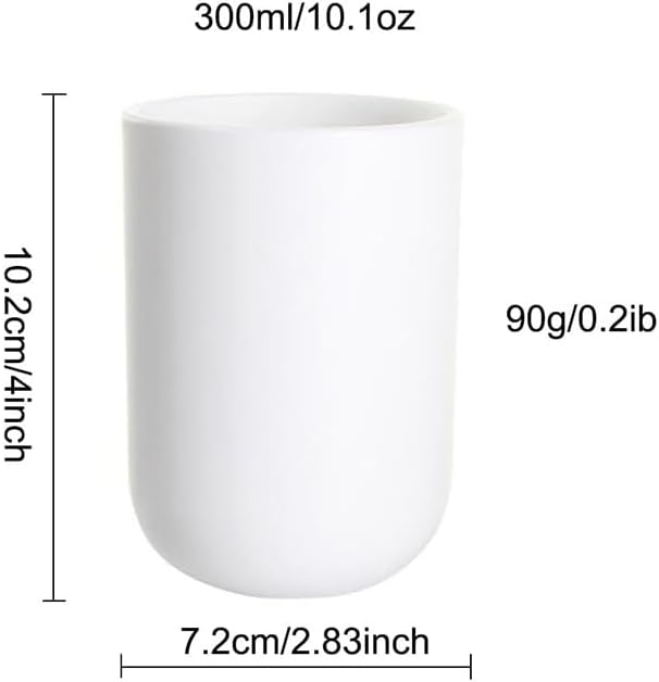 Simple Solid Color Toothbrush Cup PP mouthwash Cup Plastic Cup Toothbrush Holder Cup 2. (White & White)