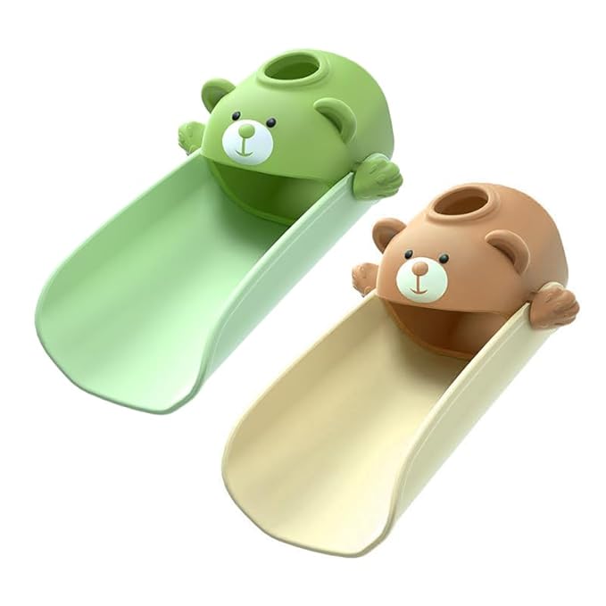 DLUCKY Faucet Extender for Sink Easy Use Sink Faucet Extenders with Temperature Sensitive for Toddlers, Kids Hand Washing Faucet Extension for Bathroom Sink, Kitchen, Green and Brown