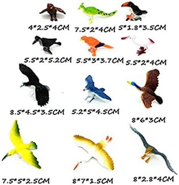 SmilerSmile Animal Assorted Mini Plastic Figures Toy Set, Educational Party Cake Topper, Goody Bag Filler (12pcs Bird)
