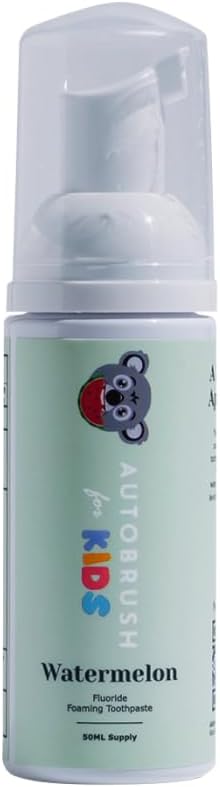 autobrush Fluoride Foaming Toothpaste for Kids, Watermelon Flavor, Whitening & Deep Cleaning, Travel Friendly, Anti-Cavity (Pack of 1)