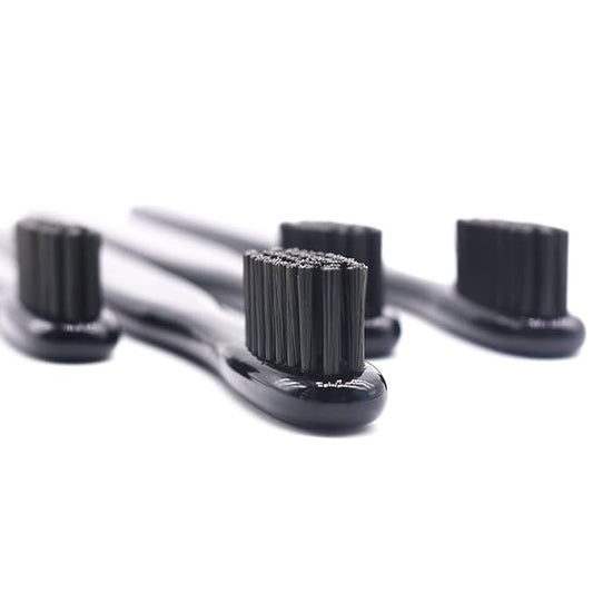 Bamboo Toothbrush Soft Bristles Manual Toothbrush Adult Toothbrush Pack of 4 Painted Black
