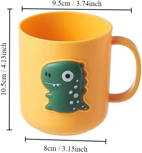 Cute Dinosaur Toothbrush Cup,Plastic Mouthwash Cup Portable Drinking Cup,Multipurpose Durable Toothbrush Holder for Bathroom Kitchen(Yellow)