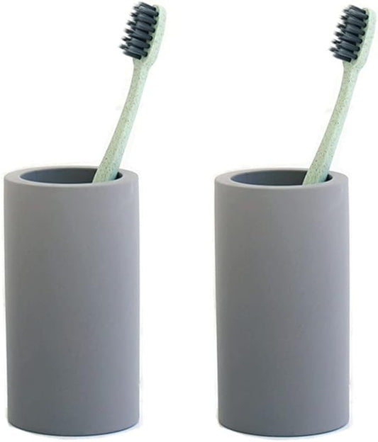 2 Pack Toothbrush Holder Cup for Bathroom Diatomite, Water Absorption Fast Drying Toothbrush Bathroom Accessories for Electric Toothbrush Toothpaste Razor Makeup Brush (Dark Grey)
