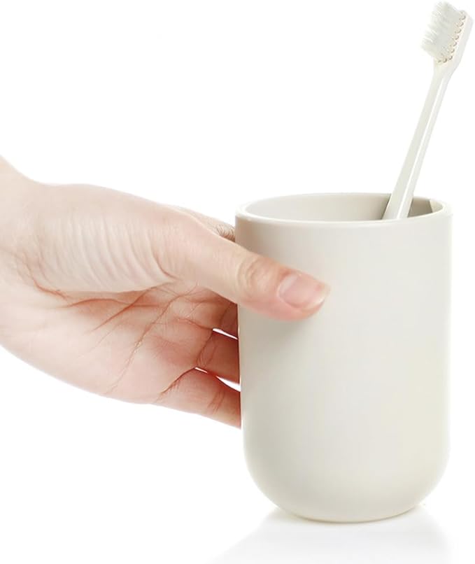 Solid Color mouthwash Cup, Simple Solid Color Toothbrush Cup, Toothbrush Holder 1 Piece, 10 oz (300 ml) (Khaki)