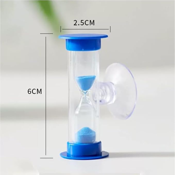 2Pcs Blue Toothbrush Timer for 2mins Sand Clock Timer 2 Minute Sand Timer, Plastic Suction Cup Hourglass Sandglass Desktop Ornament Party Favors