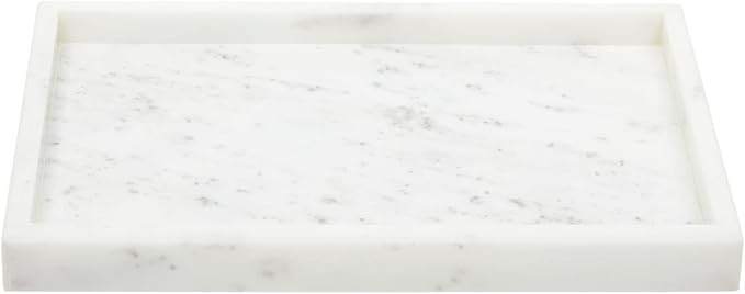 Juvale Large Marble Vanity Tray - Jewelry & Cosmetic Organizer with Drawer Organizer - Bathroom Display with Soap Tray - Home Accent Piece with Marble Decor - 11.7 x 7.7 x 1.1 in White