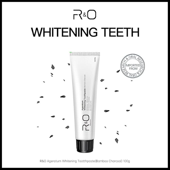 R&O Ageratum Whitening Toothpaste with Bamboo Charcoal, 3.53 oz - Great for Teeth Whitening, Removes Stubborn Stains, Long - Lasting Fresh Breath, Reduces Plaque, Promotes Oral Health
