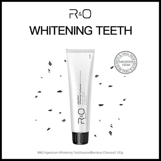 R&O Ageratum Whitening Toothpaste with Bamboo Charcoal, 3.53 oz - Great for Teeth Whitening, Removes Stubborn Stains, Long - Lasting Fresh Breath, Reduces Plaque, Promotes Oral Health