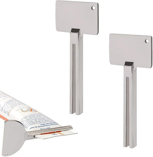 Toothpaste Squeezer, Metal Tube Squeezer Key Stainless Steel Toothpaste Roller Tube Wringer for Paint, Cream, Cosmetic and Hair Dye (C*2 PCS)