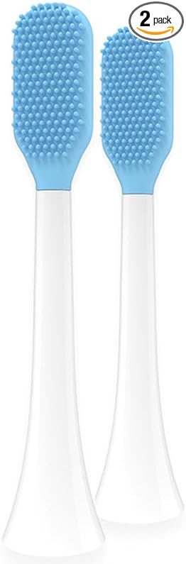 Tongue Scraper Heads for Most U-Shaped Electric Toothbrush – Gentle & Effective Tongue Cleaner, Fresh Breath, 2 Pack, Replacement Brush Heads