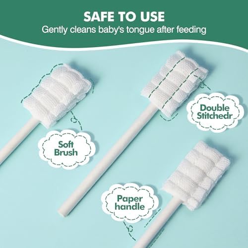 104Pcs Baby Tongue Cleaner, Disposable Baby Toothbrush Oral Cleaner, Infant Gum and Tooth Cleaning Stick for Newborns, Toddler Mouth Cleaner