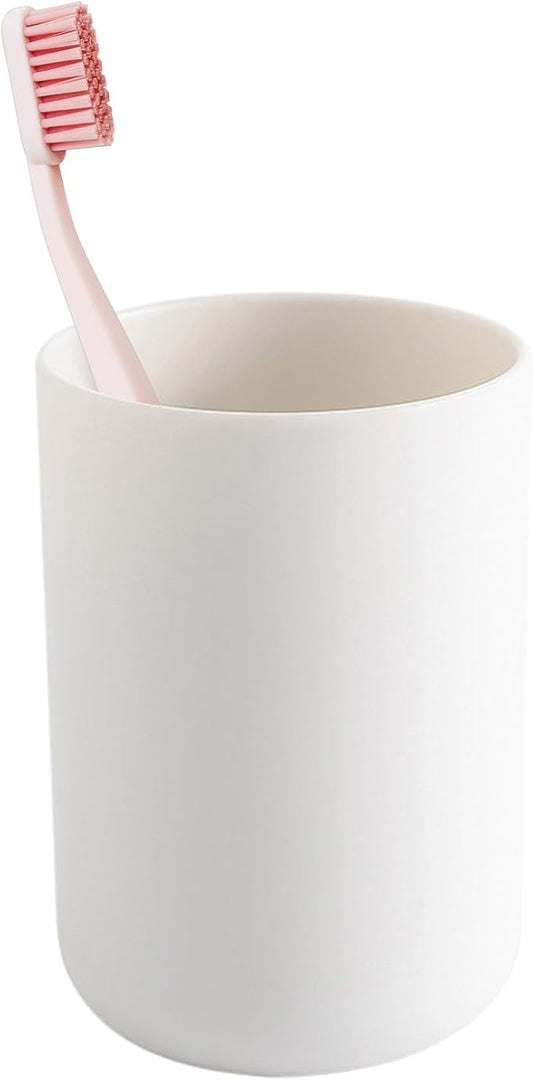 Bathroom Toothbrush Holder Cups, White Plastic Drinking Cups Mouthwash Cup Reusable Water Cup Bathroom Storage for Home Travel, 300ml(White)