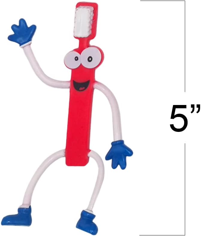 ArtCreativity Bendable Toothbrush Figures - 12 Dental Toys for Kids, Dentist Office Giveaways, Toothbrush Toys & Party Favors, Stress Relief Fidget Toys, Piñata Fillers