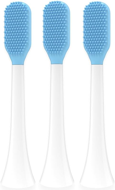 Tongue Scraper Heads Compatible with Philips Sonicare Click-On Handles – Gentle & Effective Tongue Cleaner, Fresh Breath, 3 Pack, Replacement Brush Heads (White, one Size)