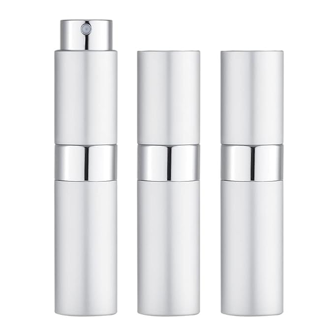 LISAPACK 8ML Atomizer Perfume Spray Bottle for Travel (3 PCS) Empty Cologne Dispenser, Portable Sprayer (Silver)