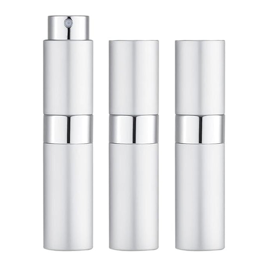 LISAPACK 8ML Atomizer Perfume Spray Bottle for Travel (3 PCS) Empty Cologne Dispenser, Portable Sprayer (Silver)