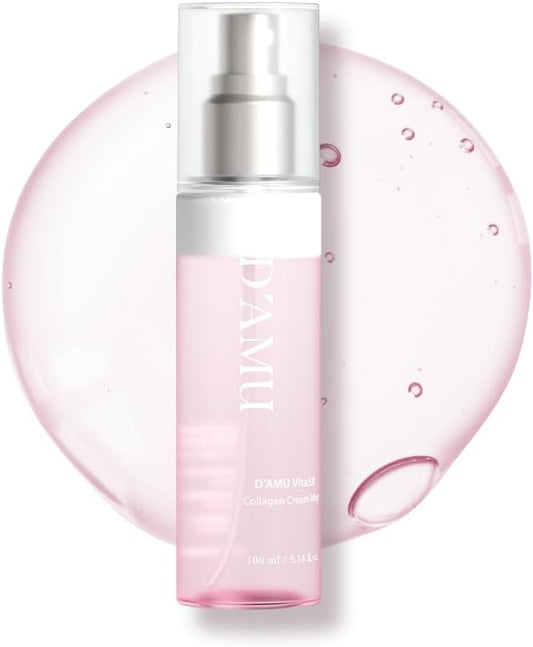 D'AMU Collagen Cream Face Mist – Hydrating & Radiance-Boosting Facial Spray with Vita 5X Multi-Vitamin Complex for Elasticity Care & Radiant Glow – Korean Skincare Gift for Women – 3.38 fl.oz.