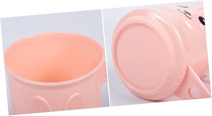 Cartoon Rabbit Kids Toothbrush Cup Pink Bathroom Tumbler Holder Cute Animal Design 4.33X3.14X4.13 Inch