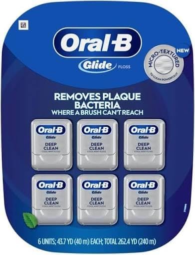 Oral-B Glide Cool Mint Deep Clean Floss, 6 Count, Glide Dental Floss
