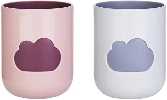 Simple Cloud Mouthwash Cup - Creative Cute Couple Mouthwash Cup (Light Pink & Off White)