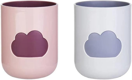 Simple Cloud Mouthwash Cup - Creative Cute Couple Mouthwash Cup (Light Pink & Off White)