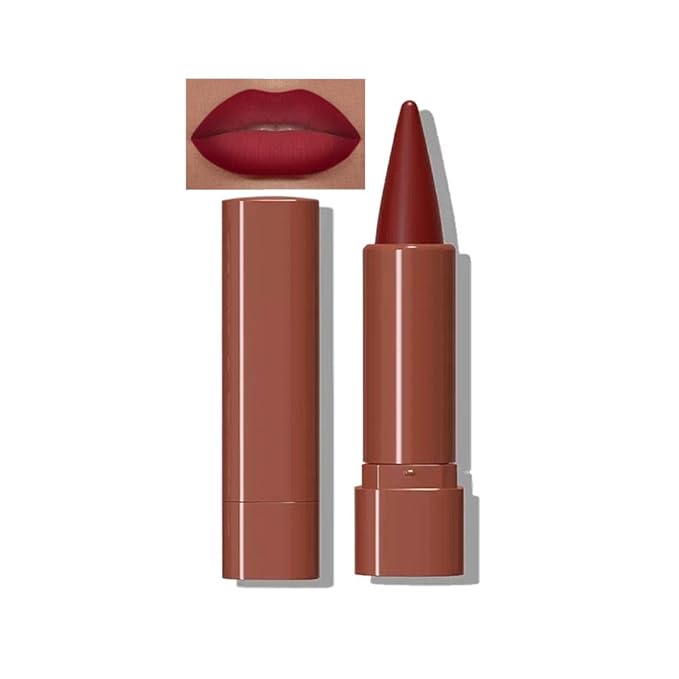 2-in-1 Gradient Red Lip Liner & Lipstick, Waterproof Long Lasting Matte Dark Red Lip Liner Pencil, Makeup Smudge proof lip liner with Cone Tip (07#-Vivid Auburn)