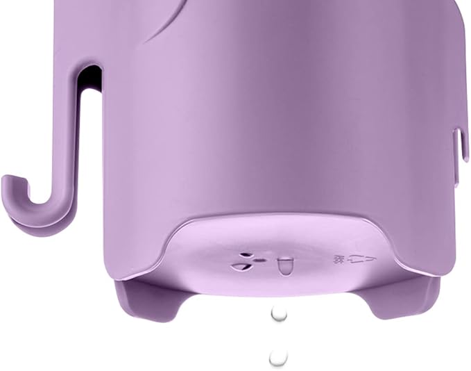 RyanLemon Elephant Toothbrush Holder for Toddler, Suction Cup Cute Toothbrush Holder for Kids, for Bathroom, with 3 Slots and 1 Hook, Light Purple