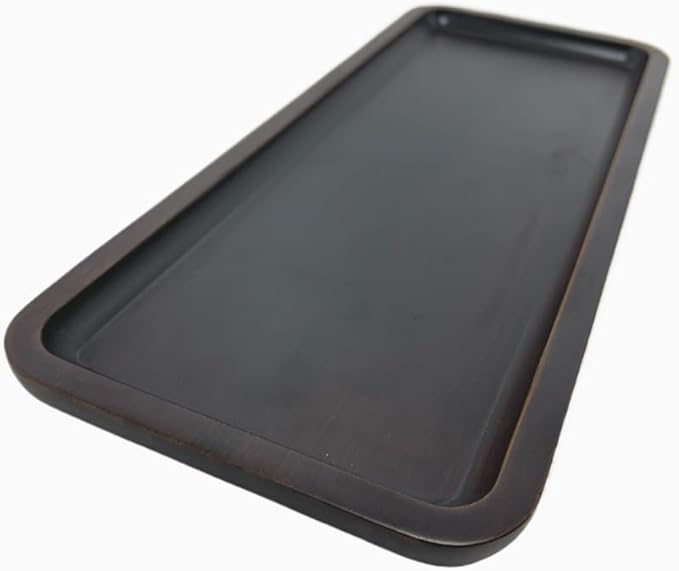 Wood Vanity Tray, Bathroom Counter Solid Walnut Organizer, Toilet Tank Top Wooden Serving Plate for Dinner Tea Coffee (Natural Walnut Color, 14 x 5.9 inch)