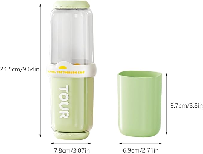 Toothbrush Travel Case, 2 pack Portable Tooth Brush and Toothpaste Holder Rinse Cup Cover Container Compact Oral Clean Tools Organizer for Camping Traveling Home School Business(White + Green)