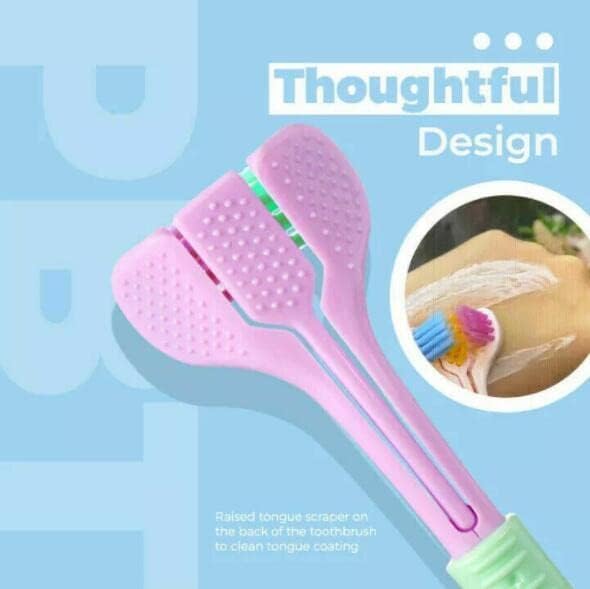 Katartizo 2 Pcs Random Color Three-Sided Soft Hair Toothbrush, Effective Wrap-Around Design, Deeply and Thoroughly to Clean Teeth and Gums, Manual Toothbrushes Suitable for Adults and Children