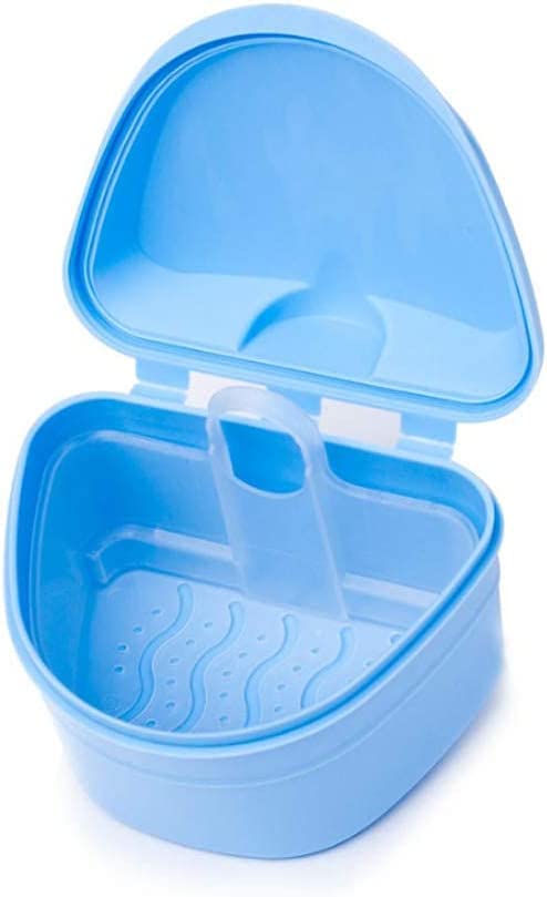 Y-Kelin Denture Retainer Cleaner Kit, Denture Cleaning Case with Denture Brush (Blue)