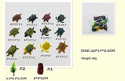 SmilerSmile Animal Assorted Mini Plastic Figures Toy Set, Educational Party Cake Topper, Goody Bag Filler (12pcs Small Tortoise)